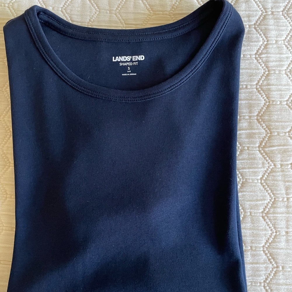 Lands End Shaped Fit Tee-shirt, Navy, S NWOT